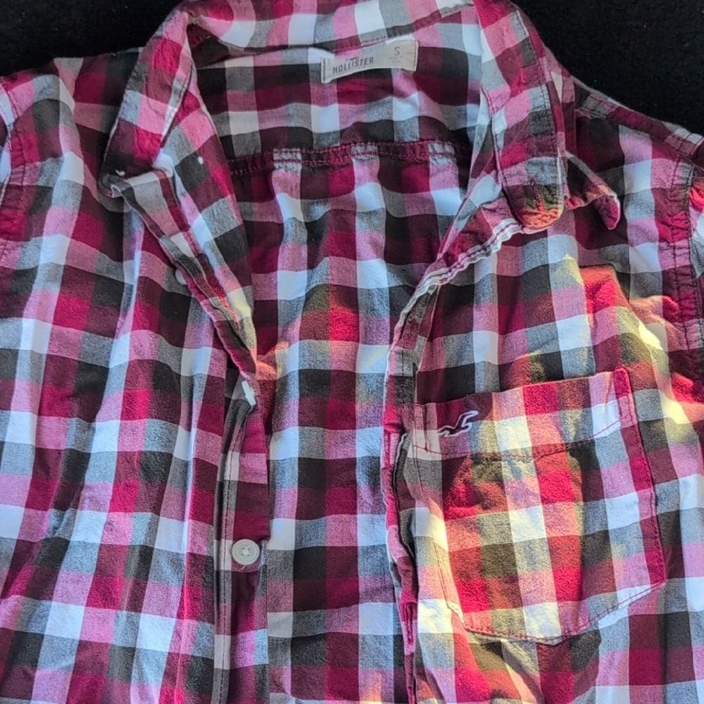 Hollister Red and Black Checkered Shirt